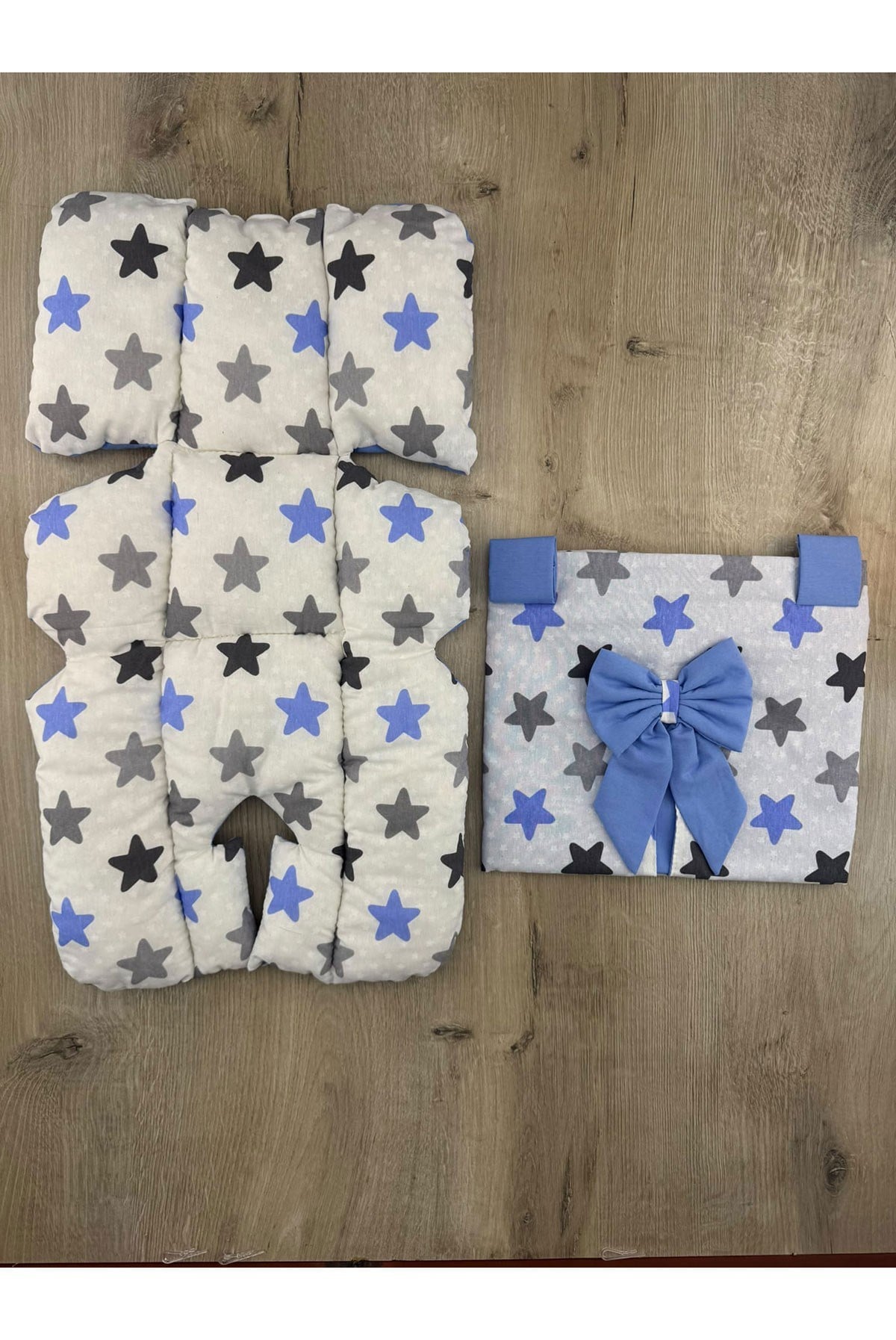 ŞKR Bebe Renkli Yıldız Desenli Puset Örtüsü Ve Minderi