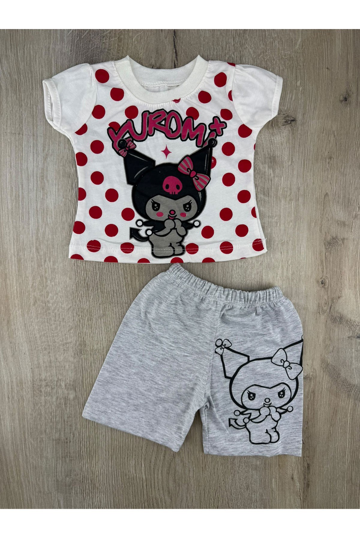 SMZ (0-12 Ay) Puanlı Kuromi-2 Desenli Şortlu Takım