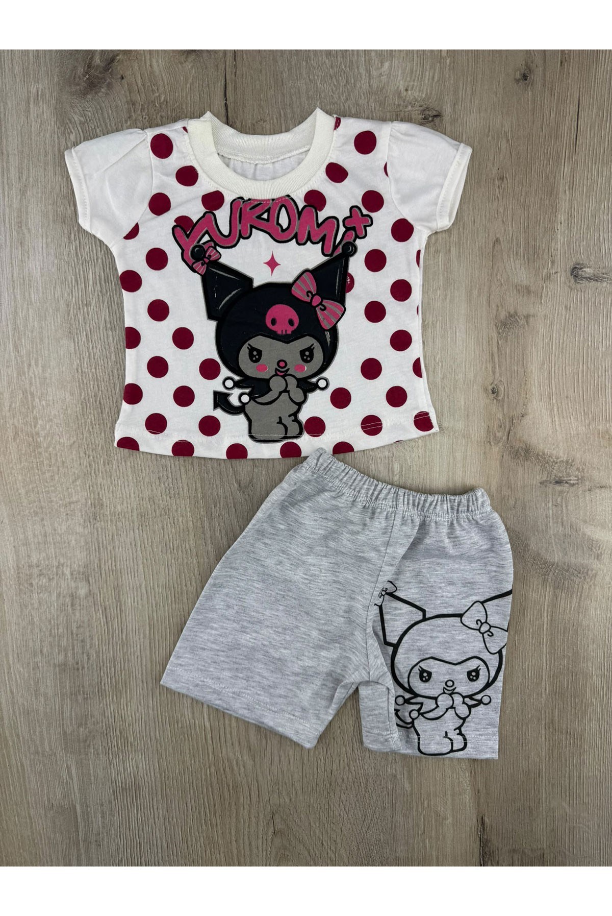SMZ (0-12 Ay) Puanlı Kuromi-2 Desenli Şortlu Takım