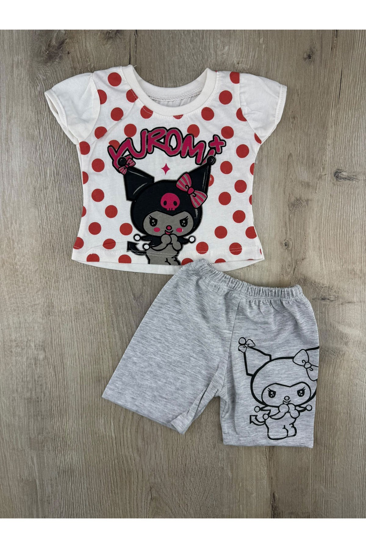 SMZ (0-12 Ay) Puanlı Kuromi-2 Desenli Şortlu Takım