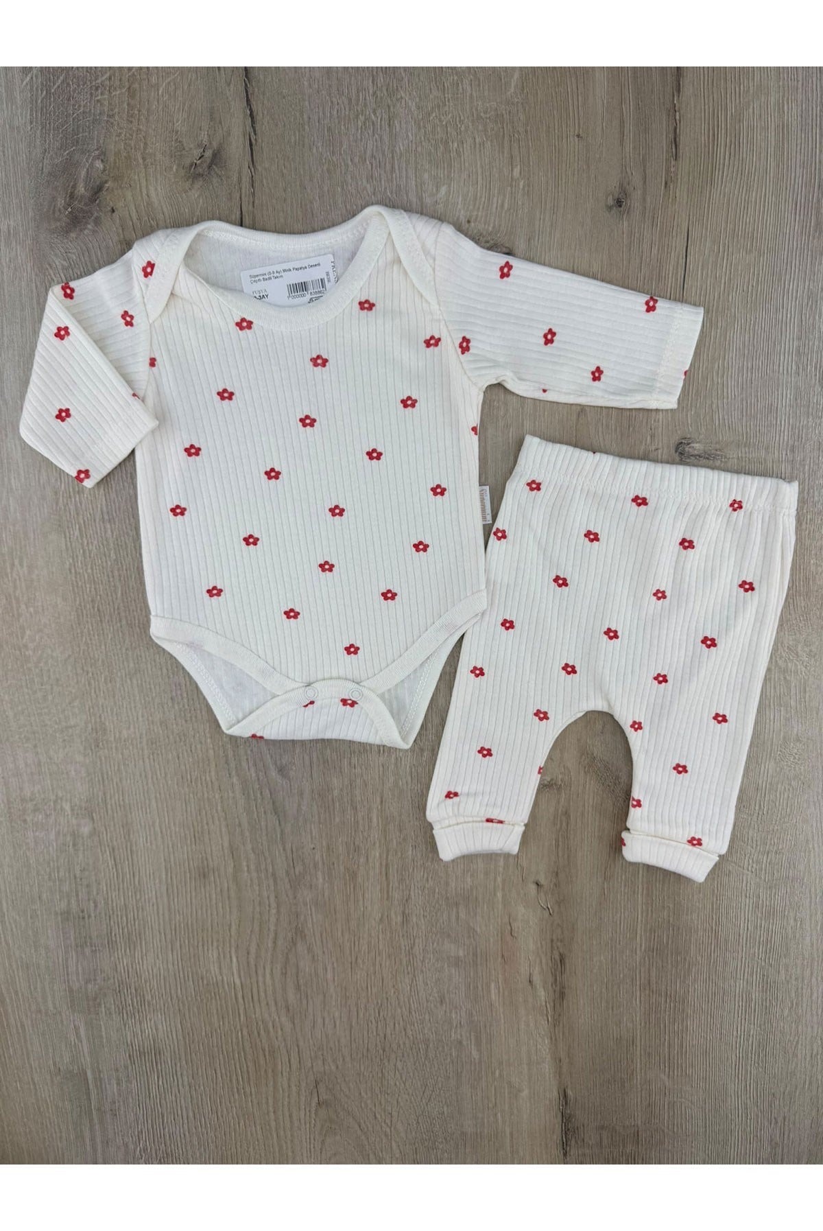 Süpermini (0-9 Ay) Minik Papatya Desenli Çıtçıtlı Badili Takım