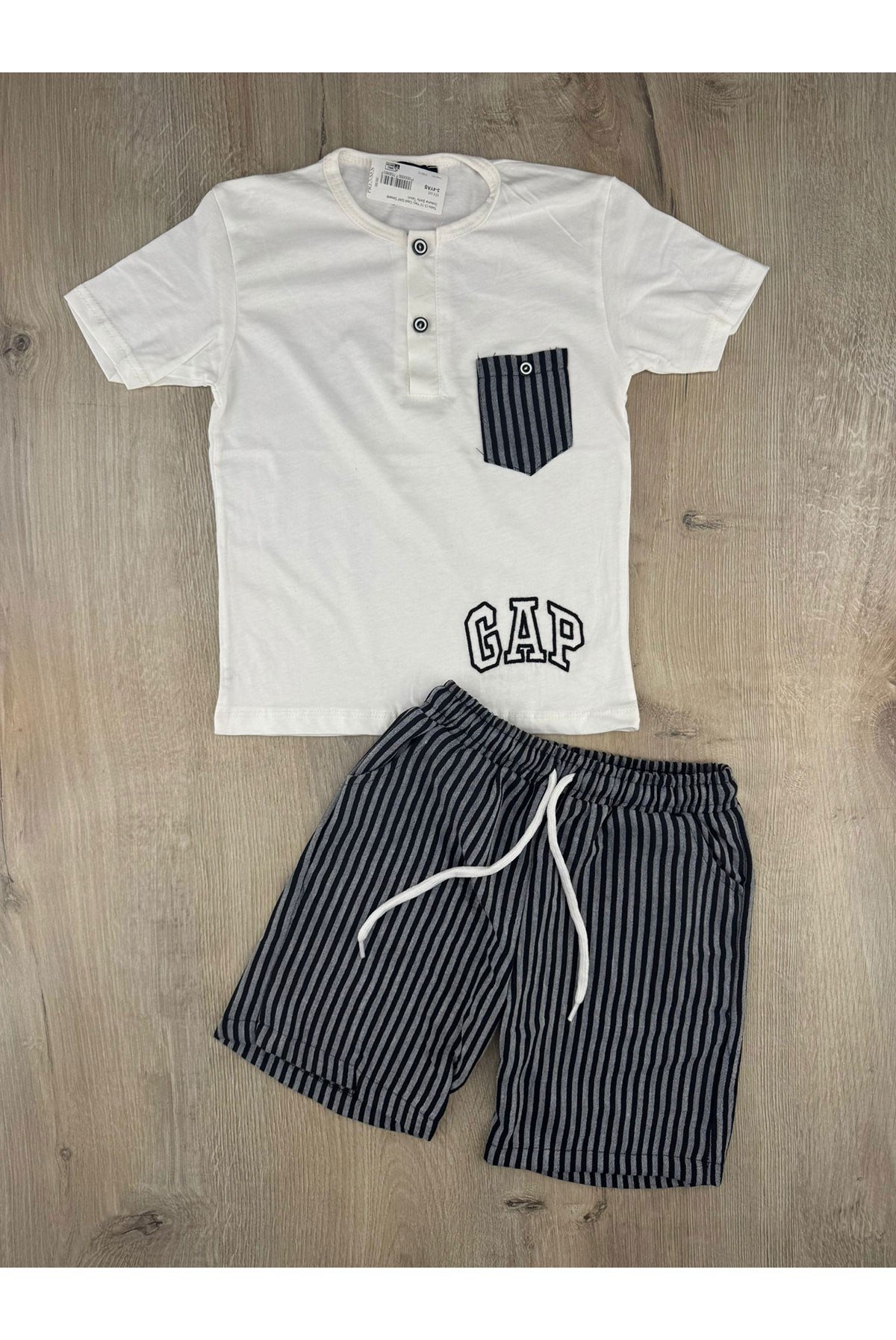 Tintini (3-10 Yaş) Cepli GAP Desenli Dokuma Şortlu Takım