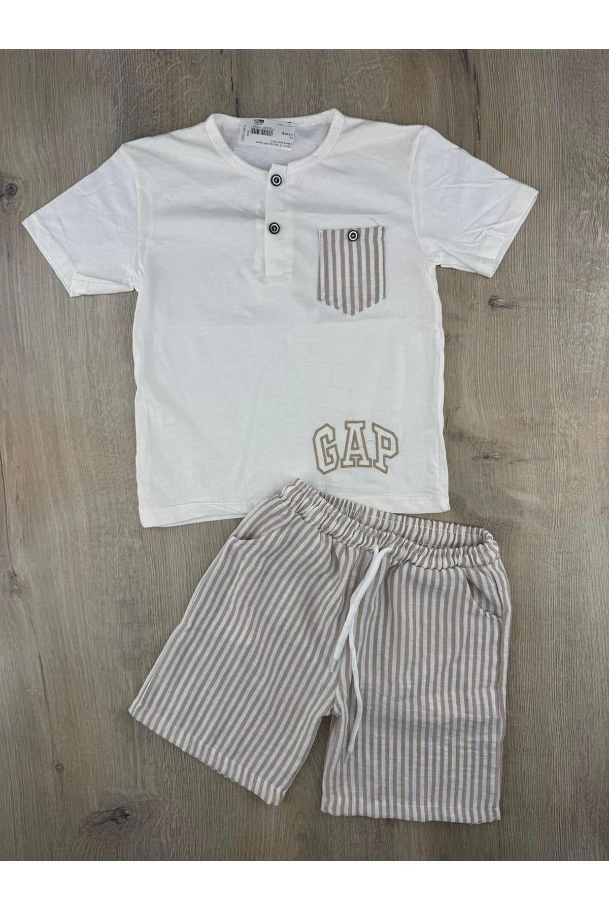 Tintini (3-10 Yaş) Cepli GAP Desenli Dokuma Şortlu Takım