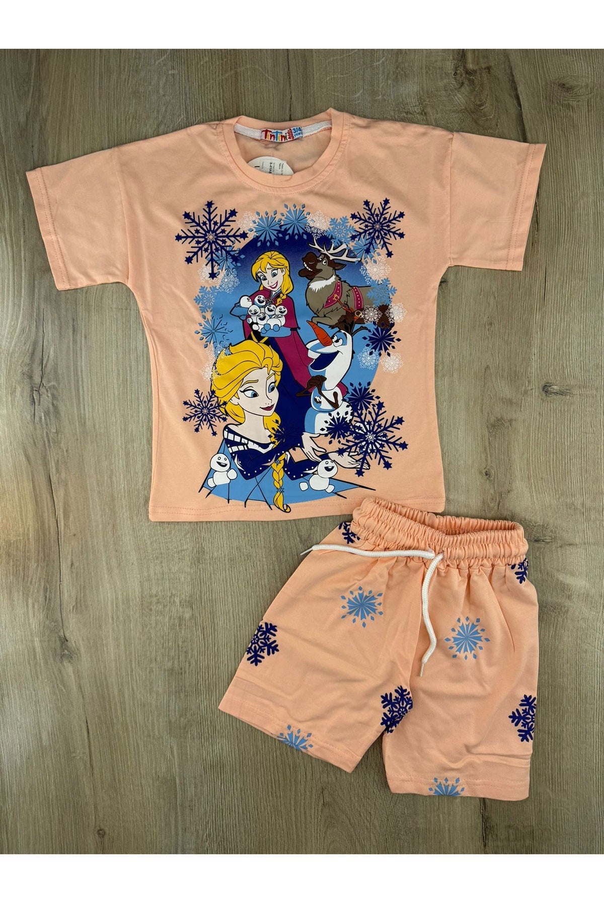 Tintini (3-10 Yaş) Frozen Desenli Şortlu Takım