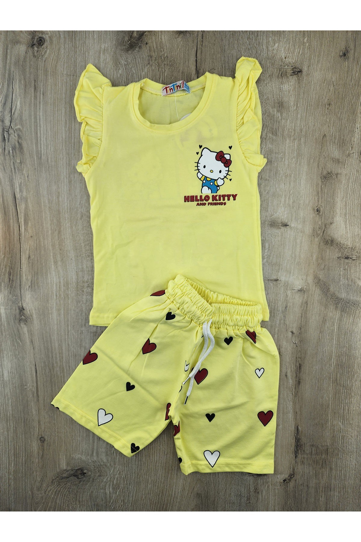 Tintini (3-10 Yaş) Hello Kitty Desenli Sırtı Baskılı Şortlu Takım