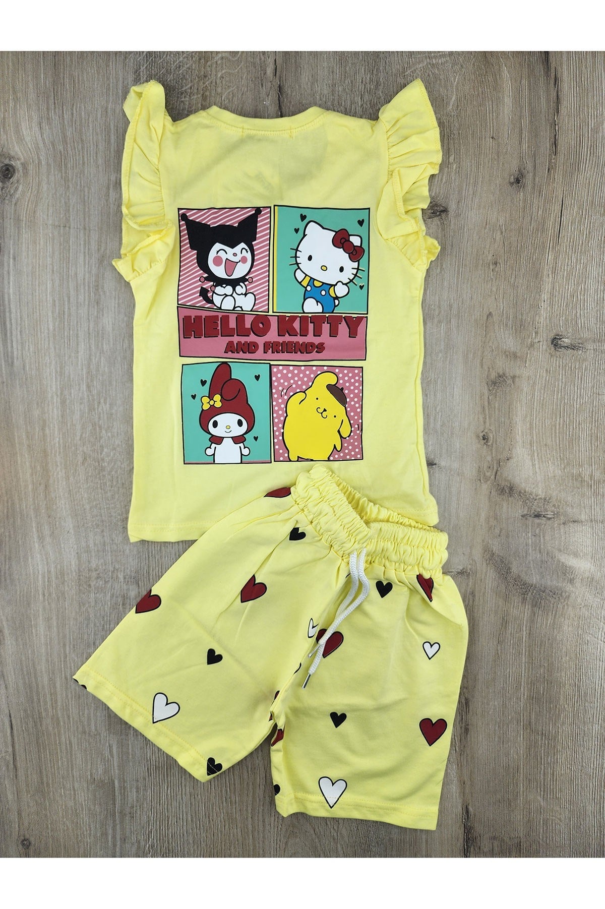 Tintini (3-10 Yaş) Hello Kitty Desenli Sırtı Baskılı Şortlu Takım