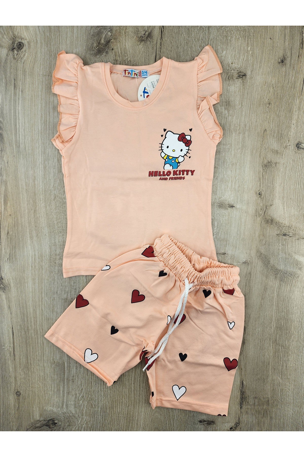 Tintini (3-10 Yaş) Hello Kitty Desenli Sırtı Baskılı Şortlu Takım