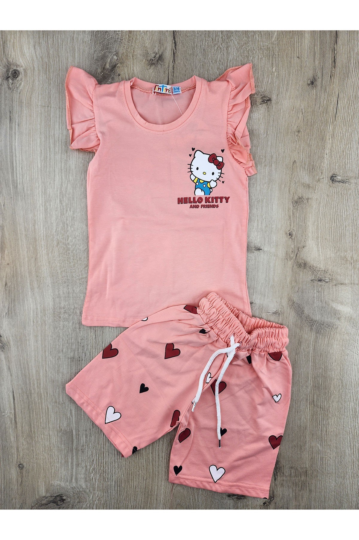 Tintini (3-10 Yaş) Hello Kitty Desenli Sırtı Baskılı Şortlu Takım