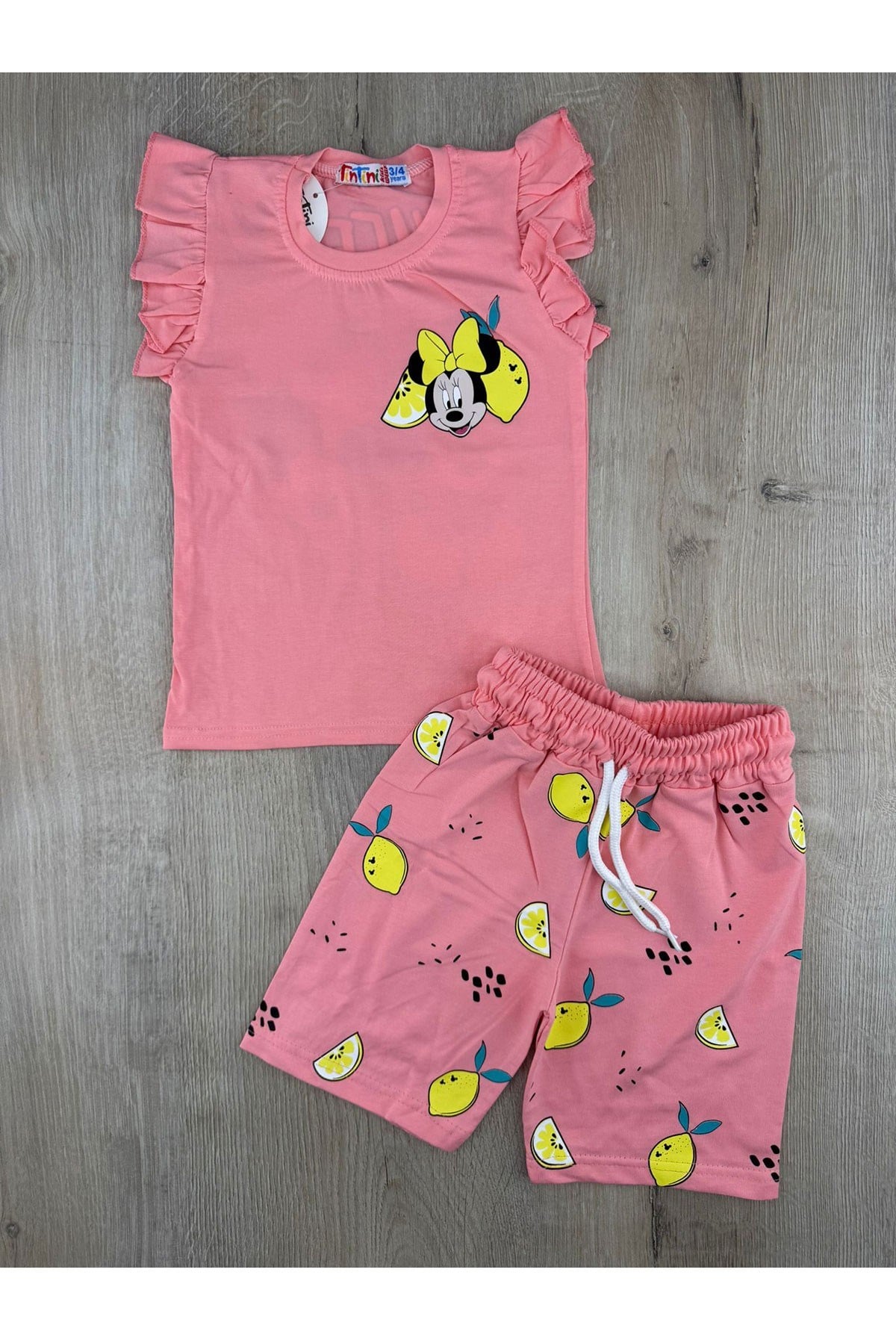 Tintini (3-10 Yaş) Limon-Minnie Desenli Şortlu Takım