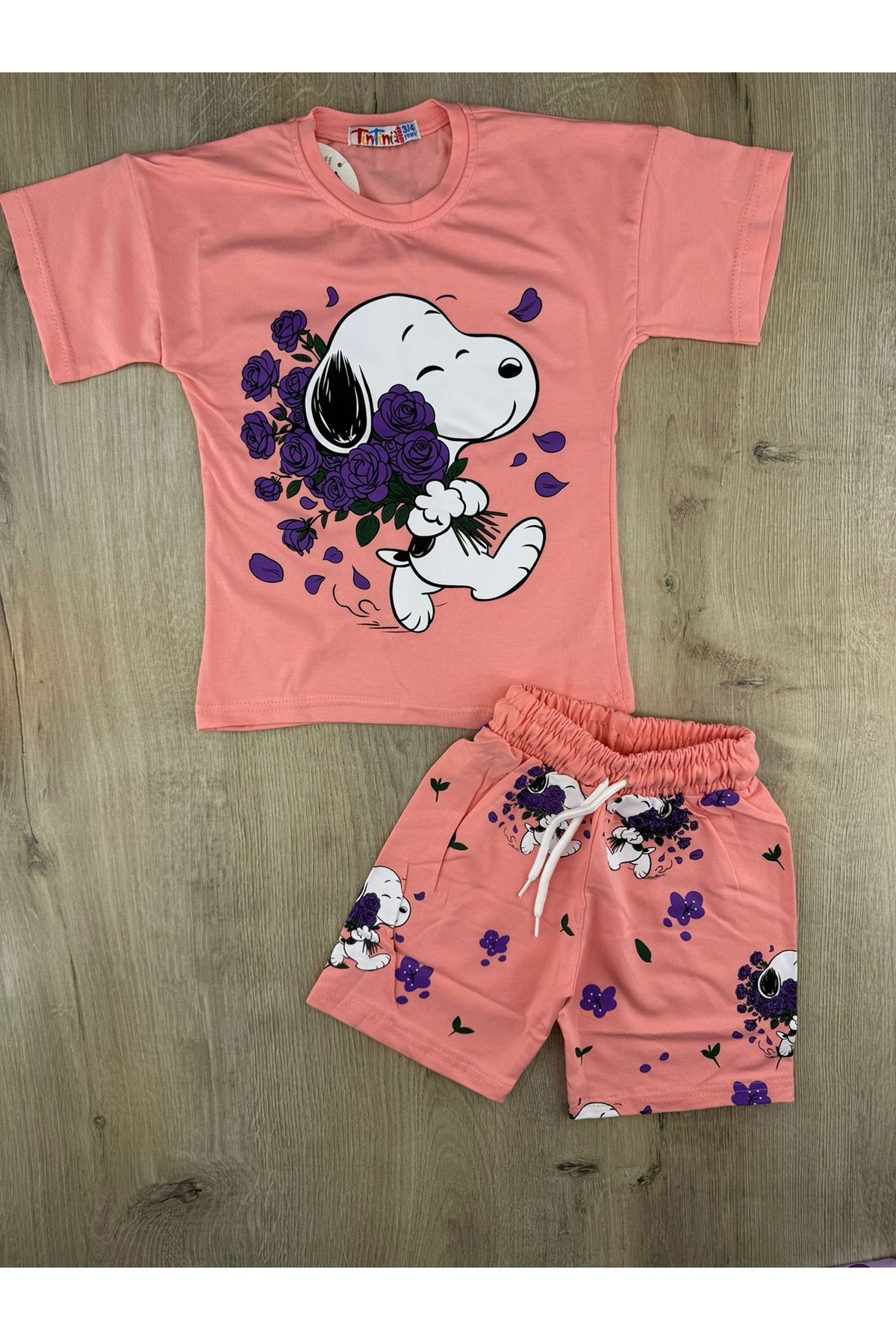 Tintini (3-10 Yaş) Snoopy Desenli Şortlu Takım