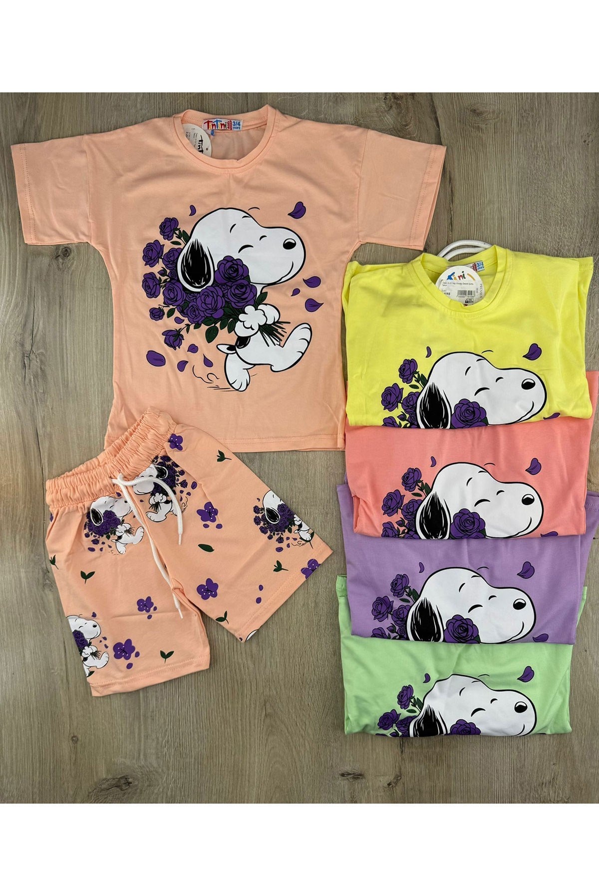 Tintini (3-10 Yaş) Snoopy Desenli Şortlu Takım