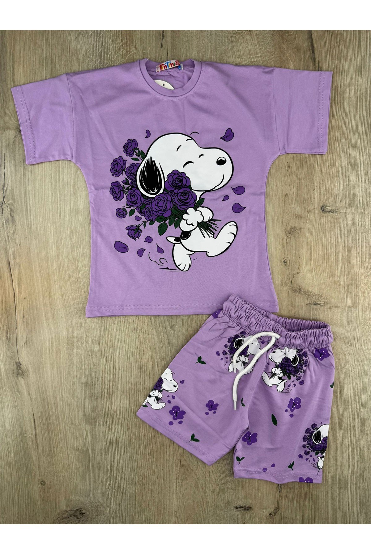 Tintini (3-10 Yaş) Snoopy Desenli Şortlu Takım