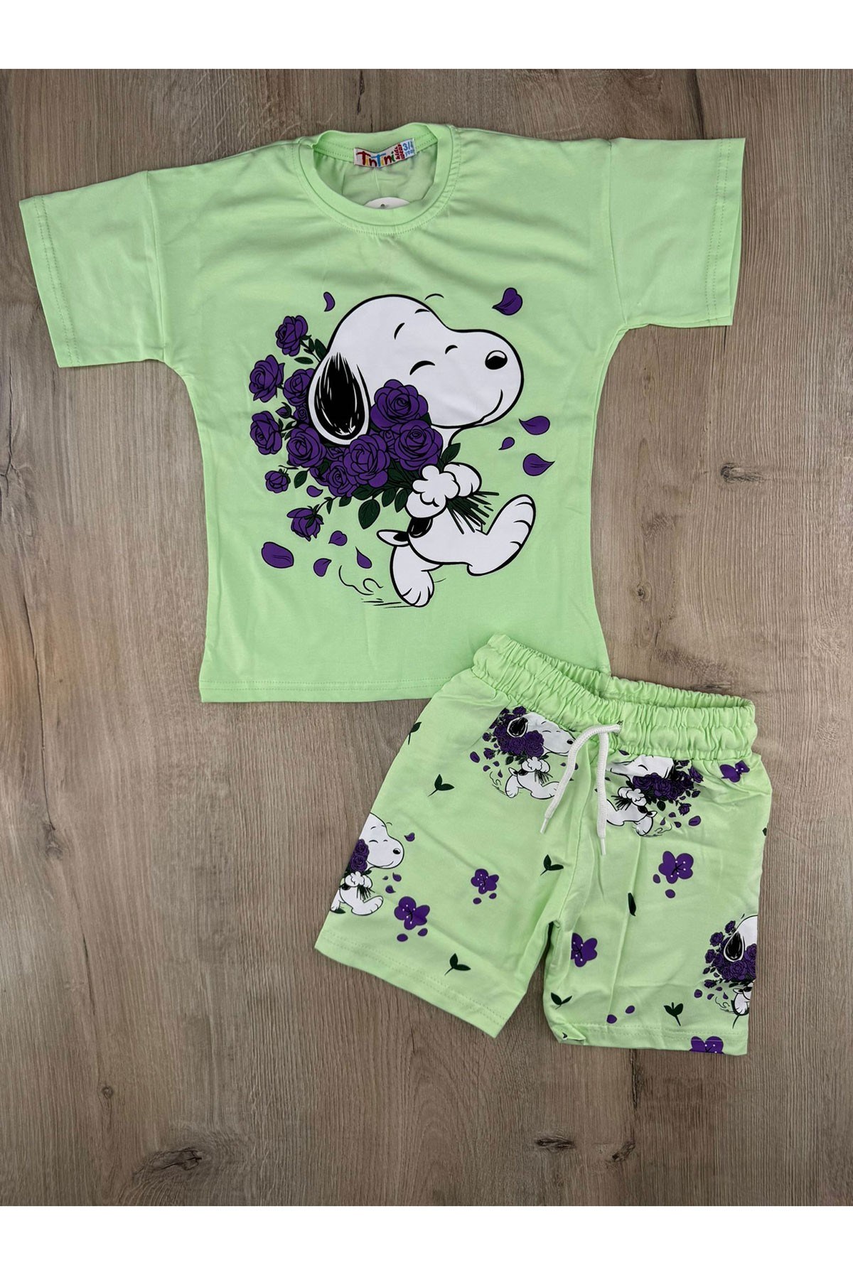 Tintini (3-10 Yaş) Snoopy Desenli Şortlu Takım