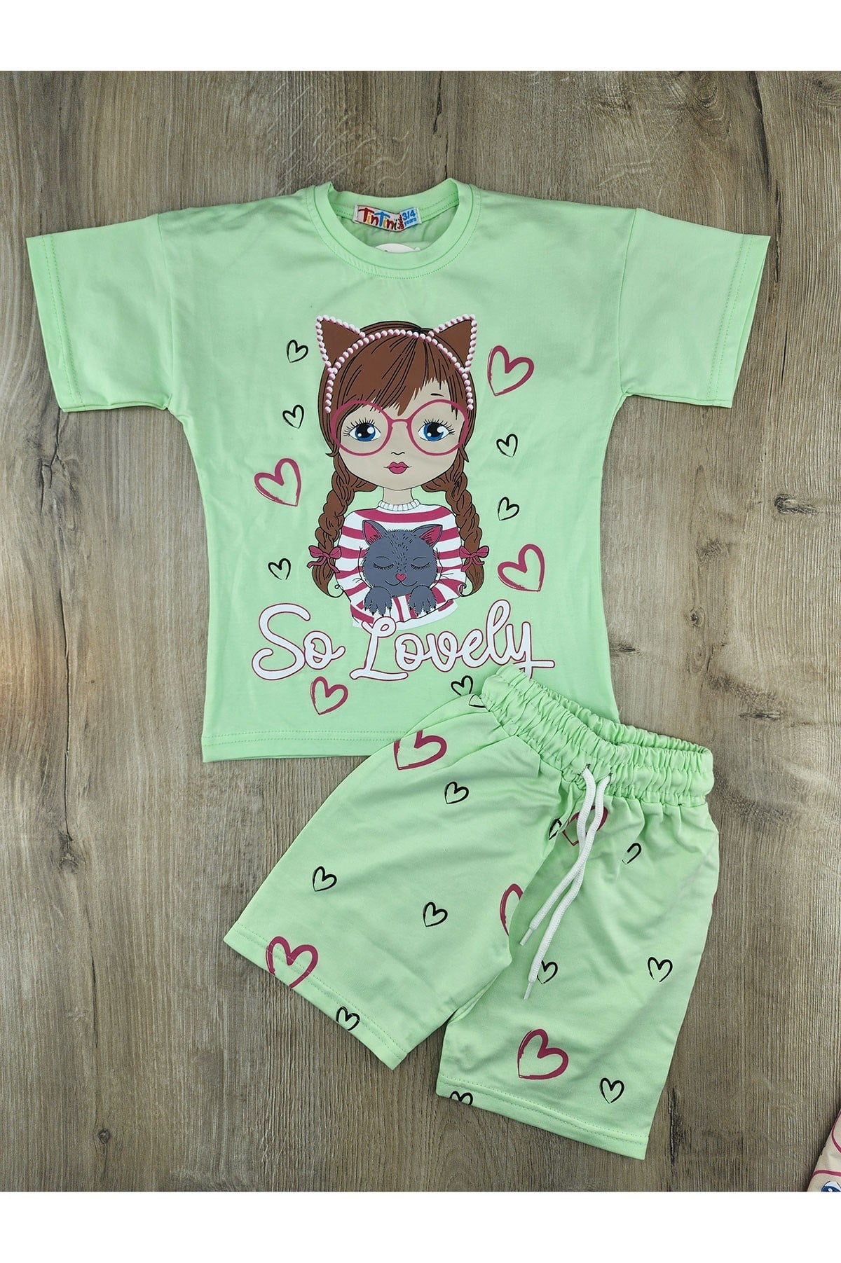 Tintini (3-10 Yaş) So Lovely Desenli Şortlu Takım