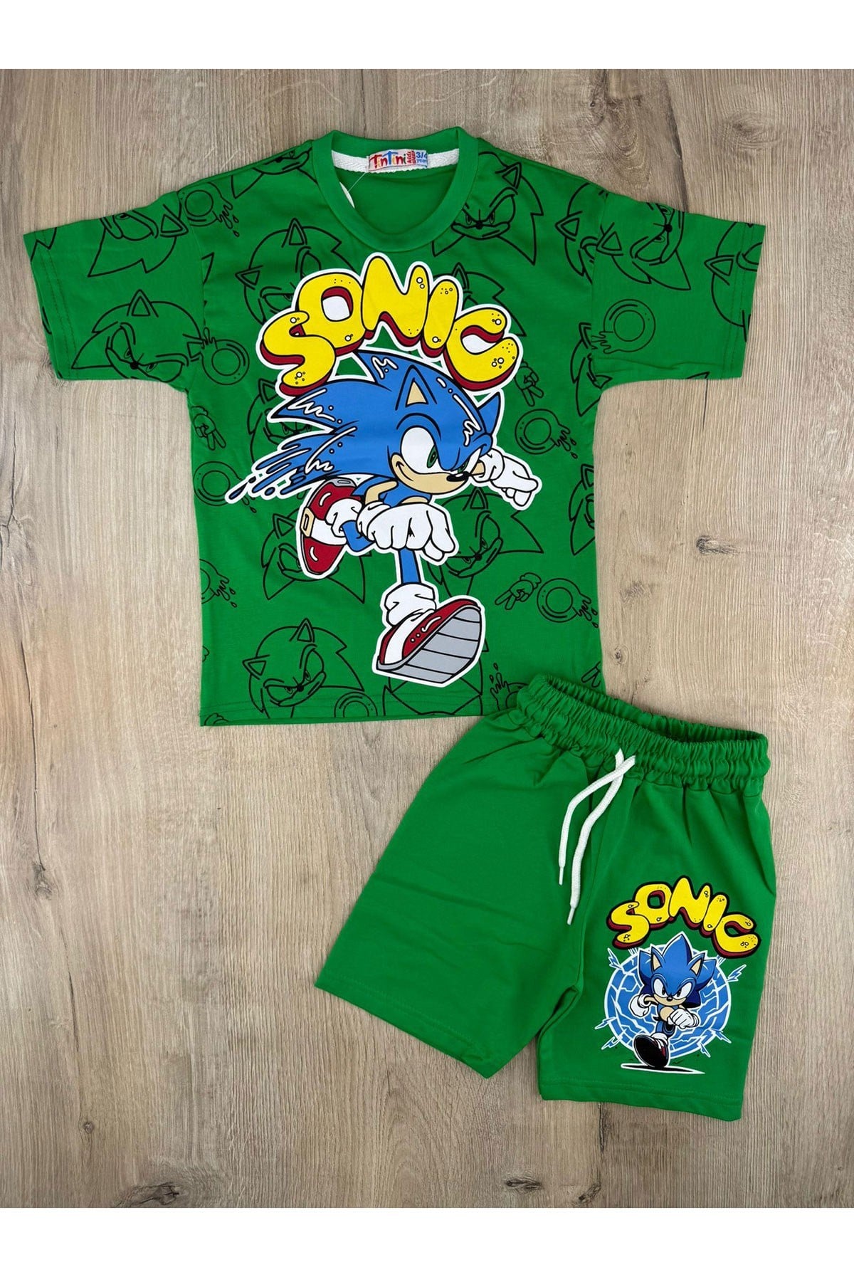 Tintini (3-10 Yaş) Sonic Desenli Şortlu Takım