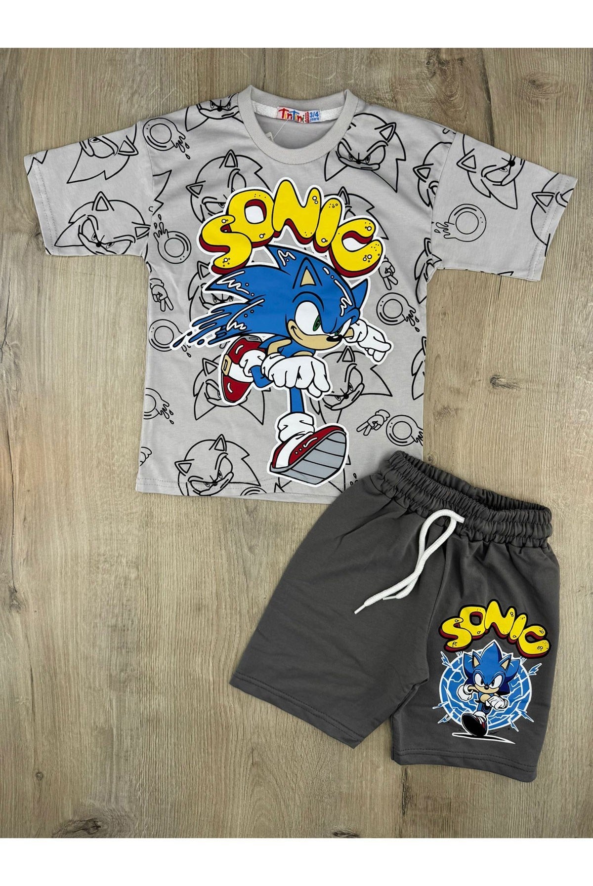 Tintini (3-10 Yaş) Sonic Desenli Şortlu Takım