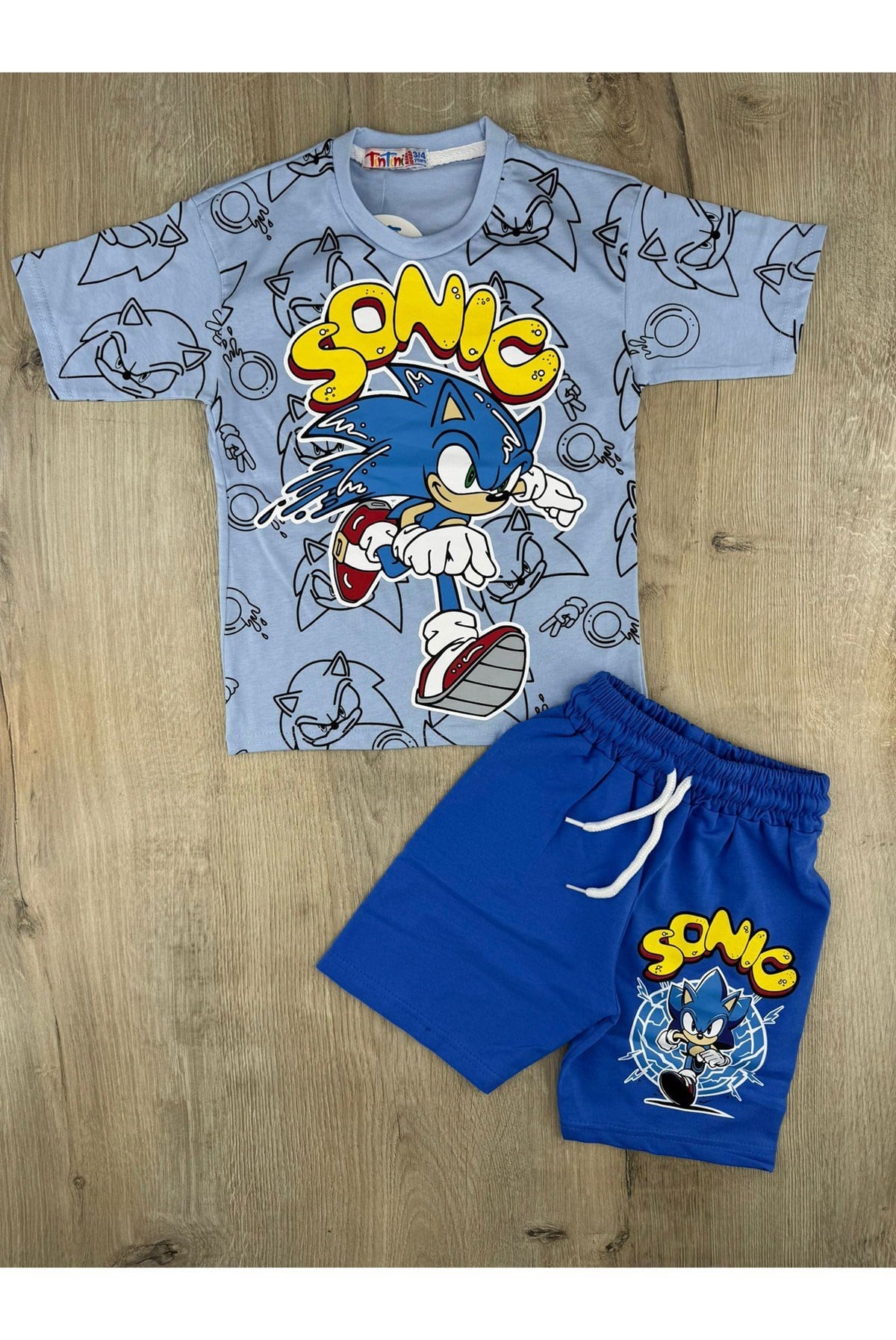 Tintini (3-10 Yaş) Sonic Desenli Şortlu Takım