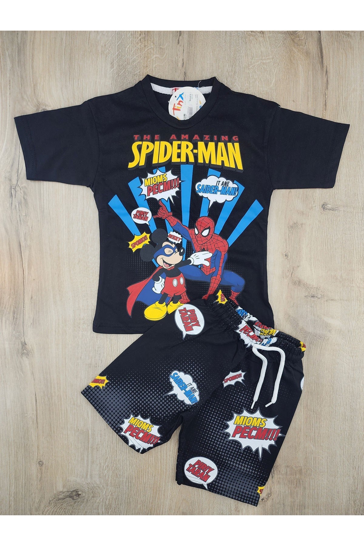 Tintini (3-10 Yaş) Spiderman Desenli Şortlu Takım