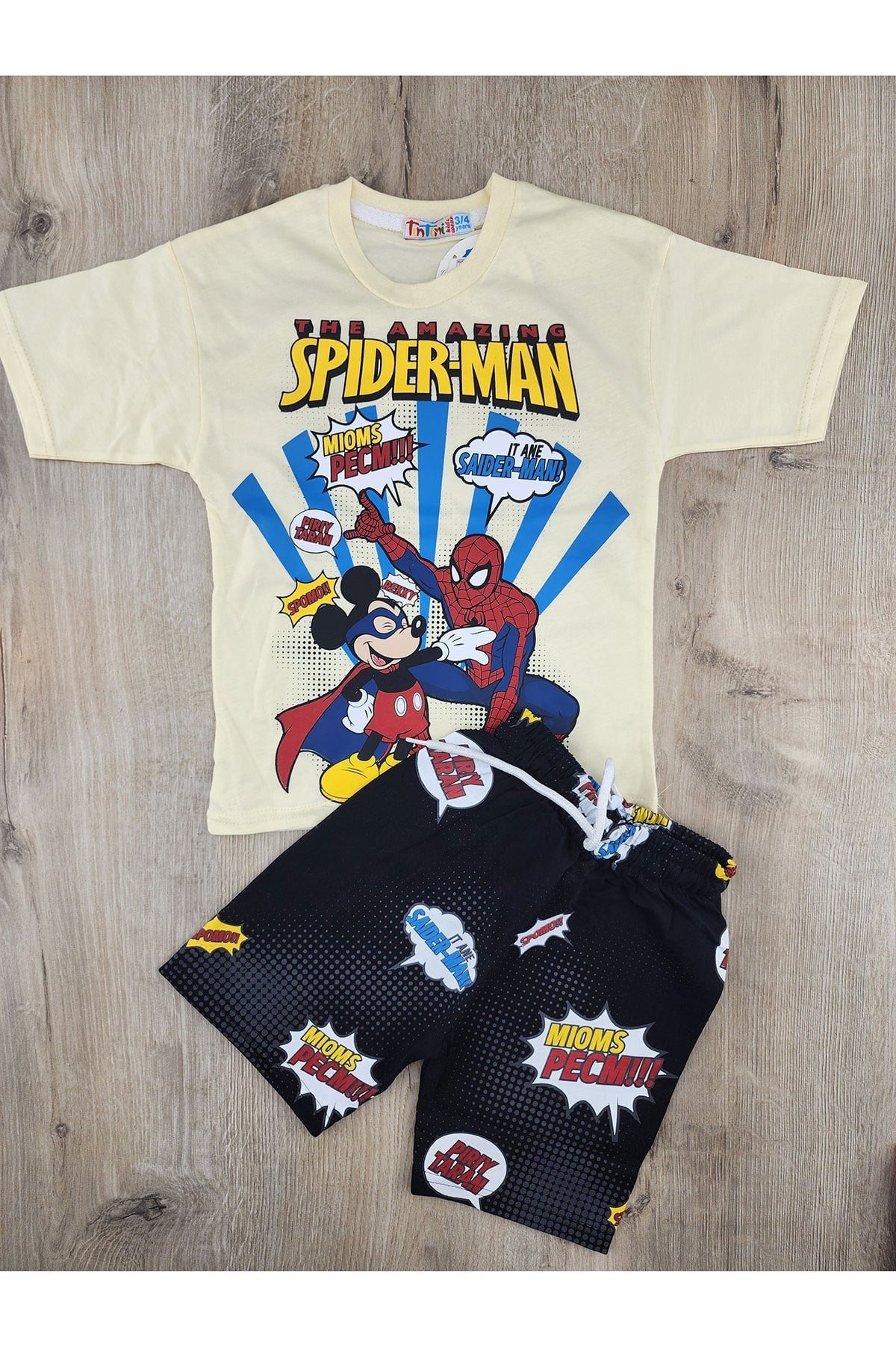Tintini (3-10 Yaş) Spiderman Desenli Şortlu Takım