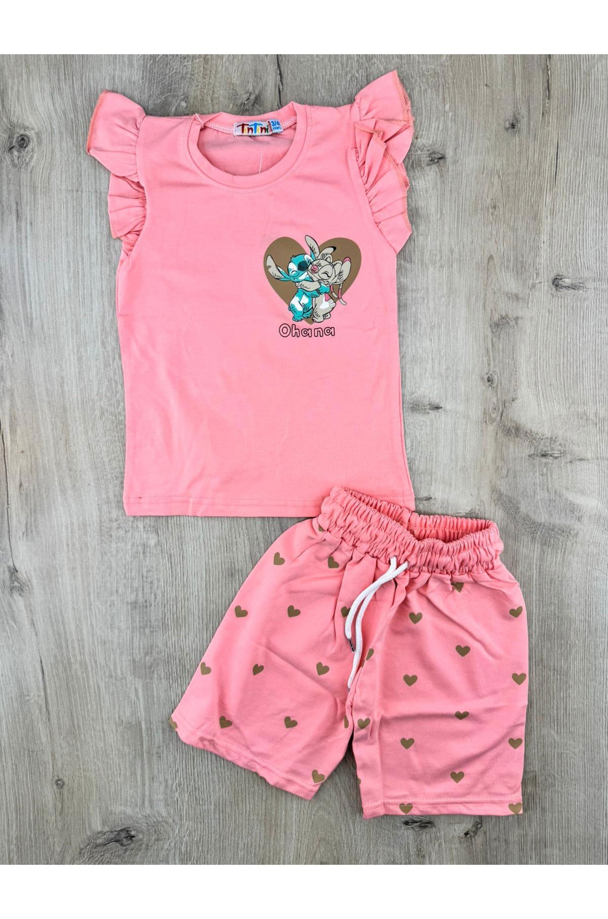 Tintini (3-10 Yaş) Stitch Desenli Şortlu Takım