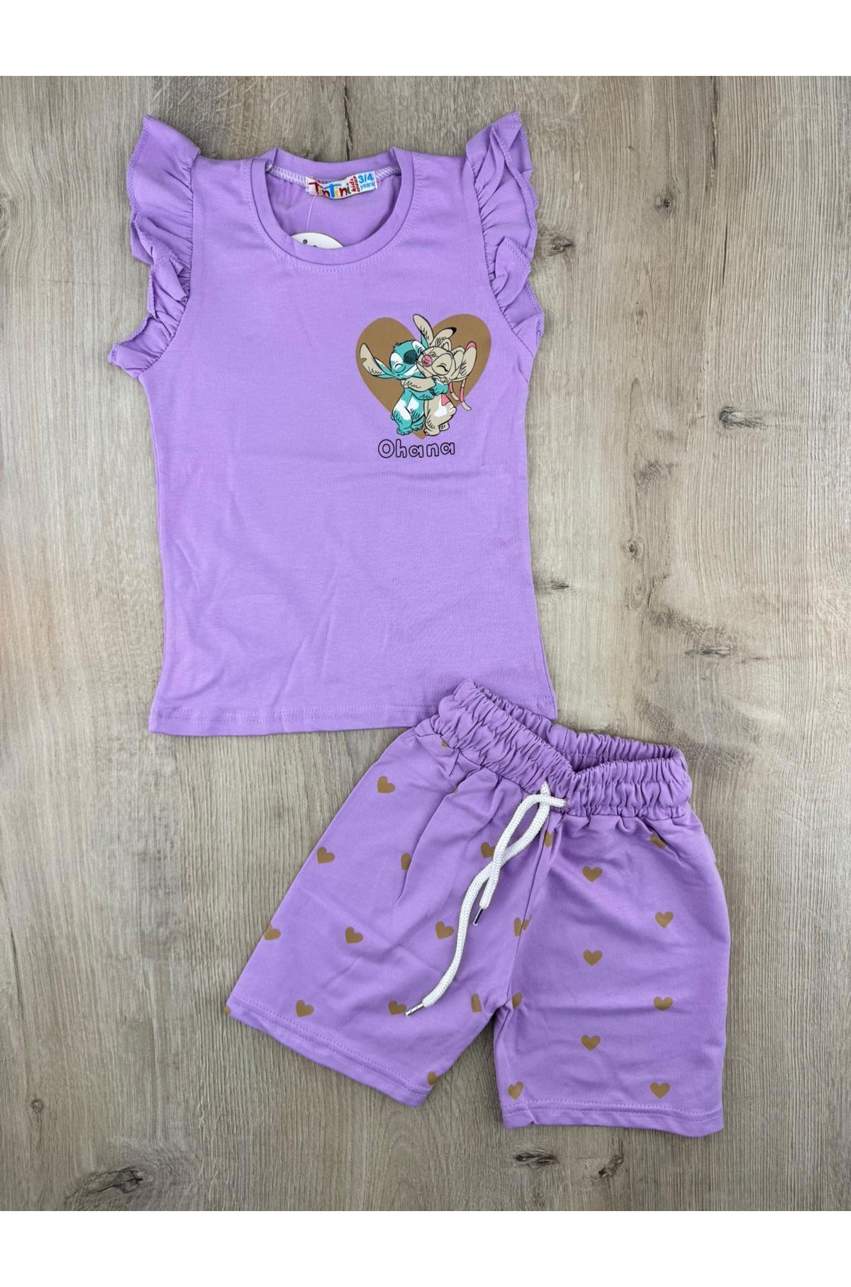Tintini (3-10 Yaş) Stitch Desenli Şortlu Takım