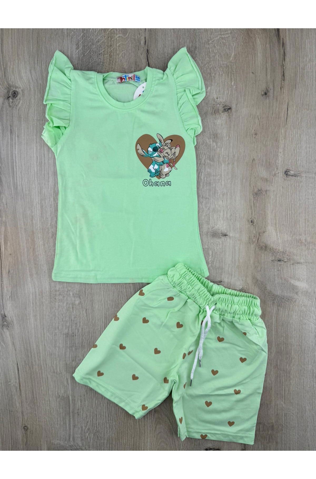 Tintini (3-10 Yaş) Stitch Desenli Şortlu Takım