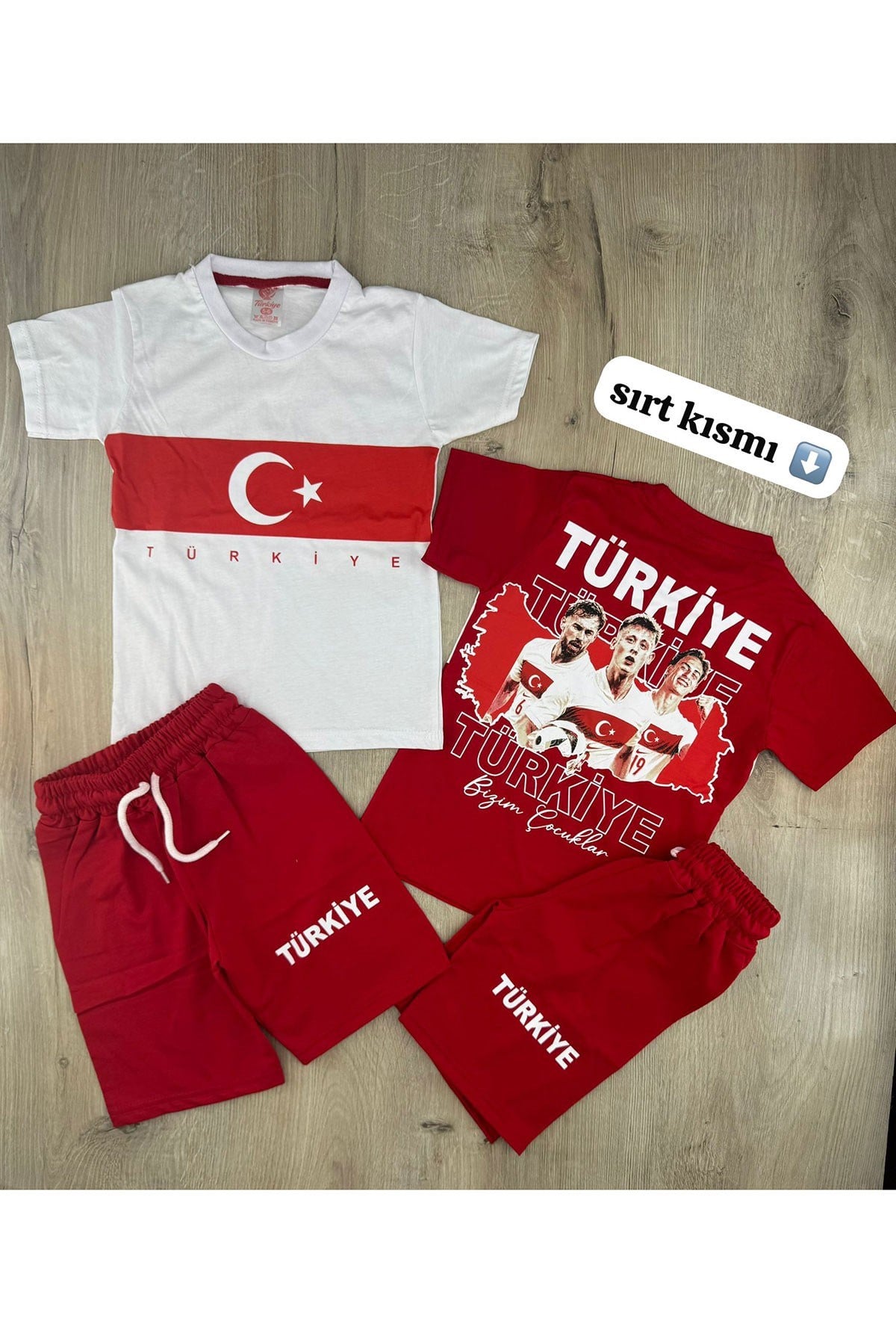 Tintini (5-12 YAŞ) Türkiye Desenli Sırt Baskılı Şortlu Takım