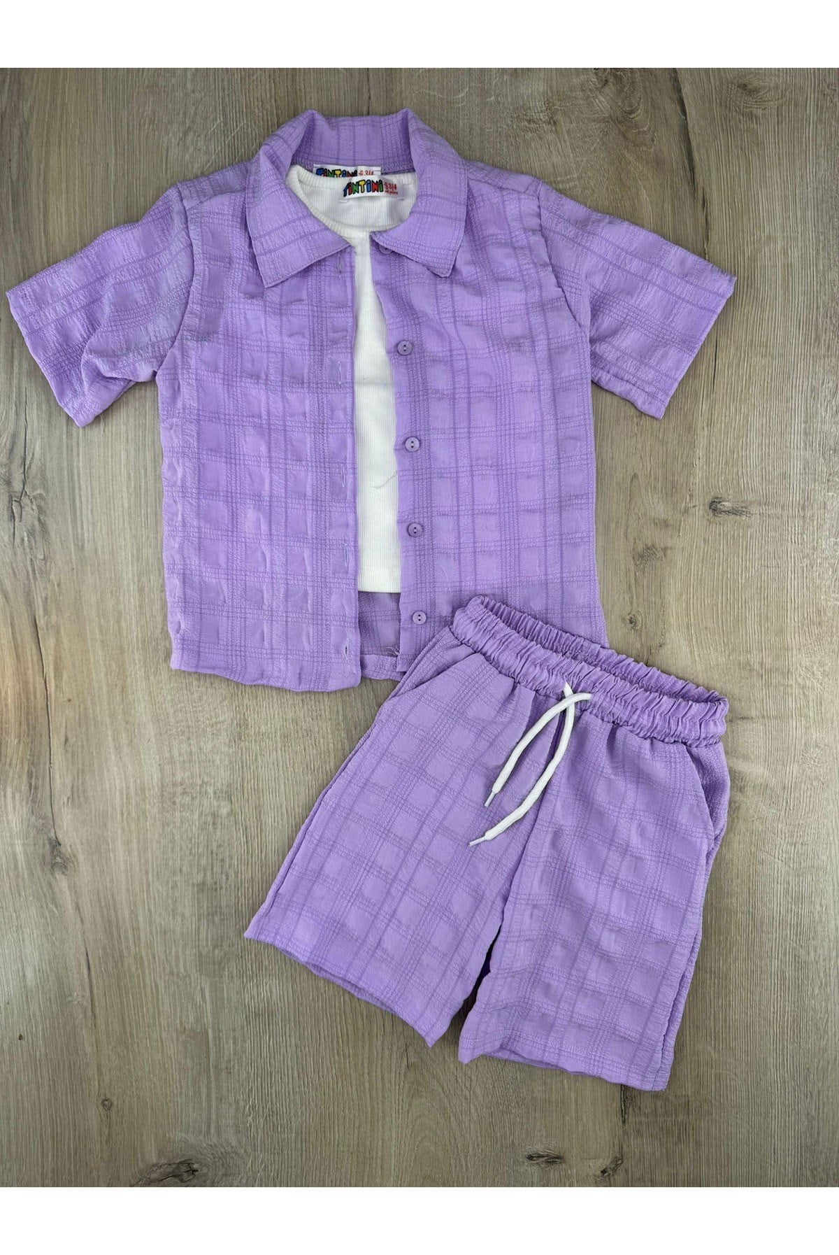 Tintini(3-10 Yaş) Gömlekli Crop Badili Şortlu Takım