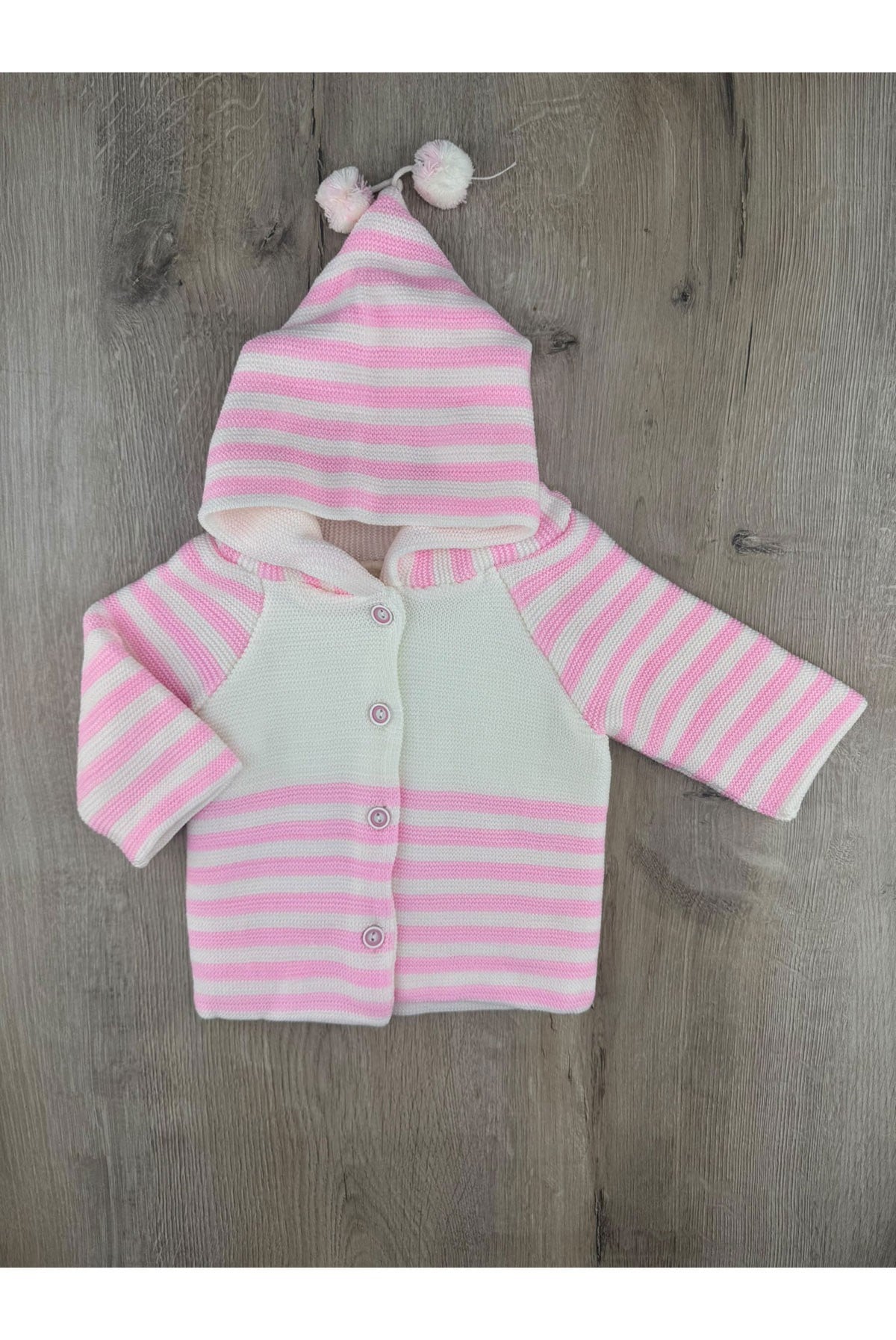 Veycan (0-6 Ay) Çizgili Triko Hırka
