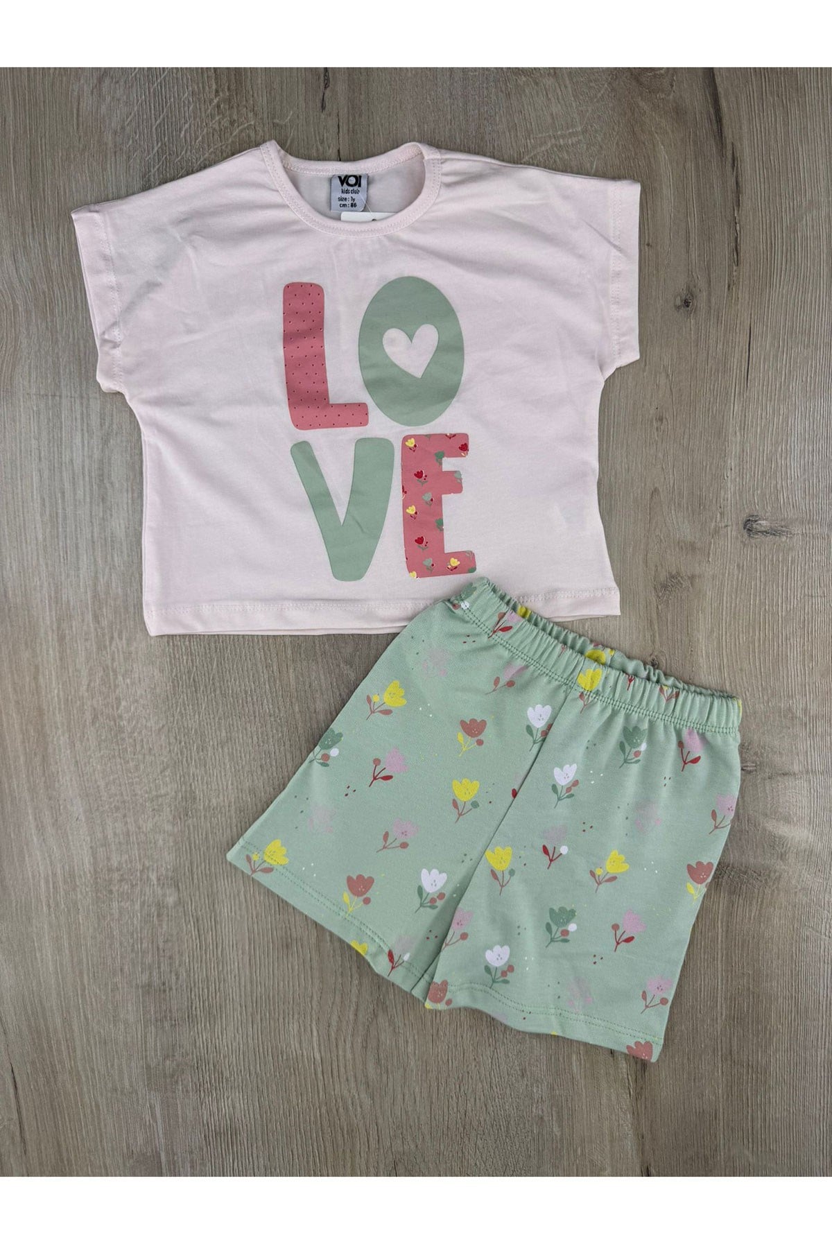 Voi (1-4 Yaş) Love Desenli Şortlu Takım