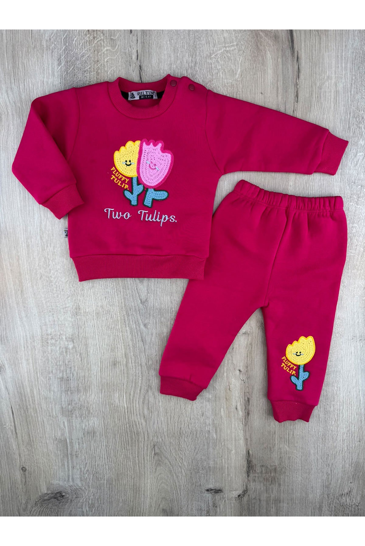 Zuzu Polo (6-24 Ay) Renkli Lale Desenli 3ip Şardonlu Takım