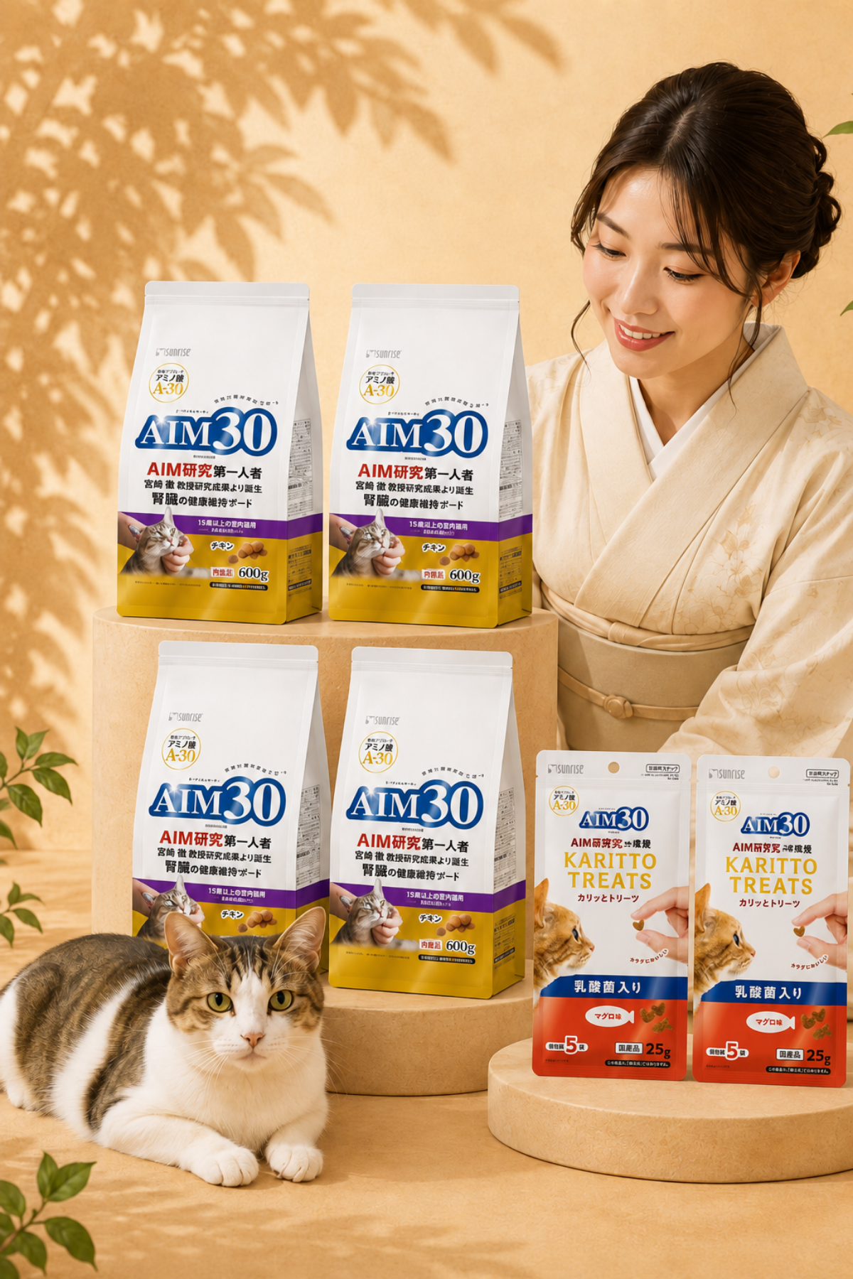 4'lü AIM30 +15 YAŞLI KEDİ MAMASI TAVUKLU, MULTİVİTAMİN HEDİYELİ