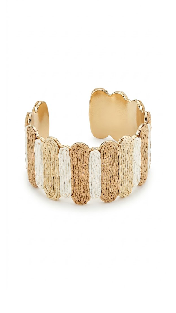 ÇİFT RENK HASIR SARIMLI GOLD KELEPÇE BİLEZİKPerzoni
