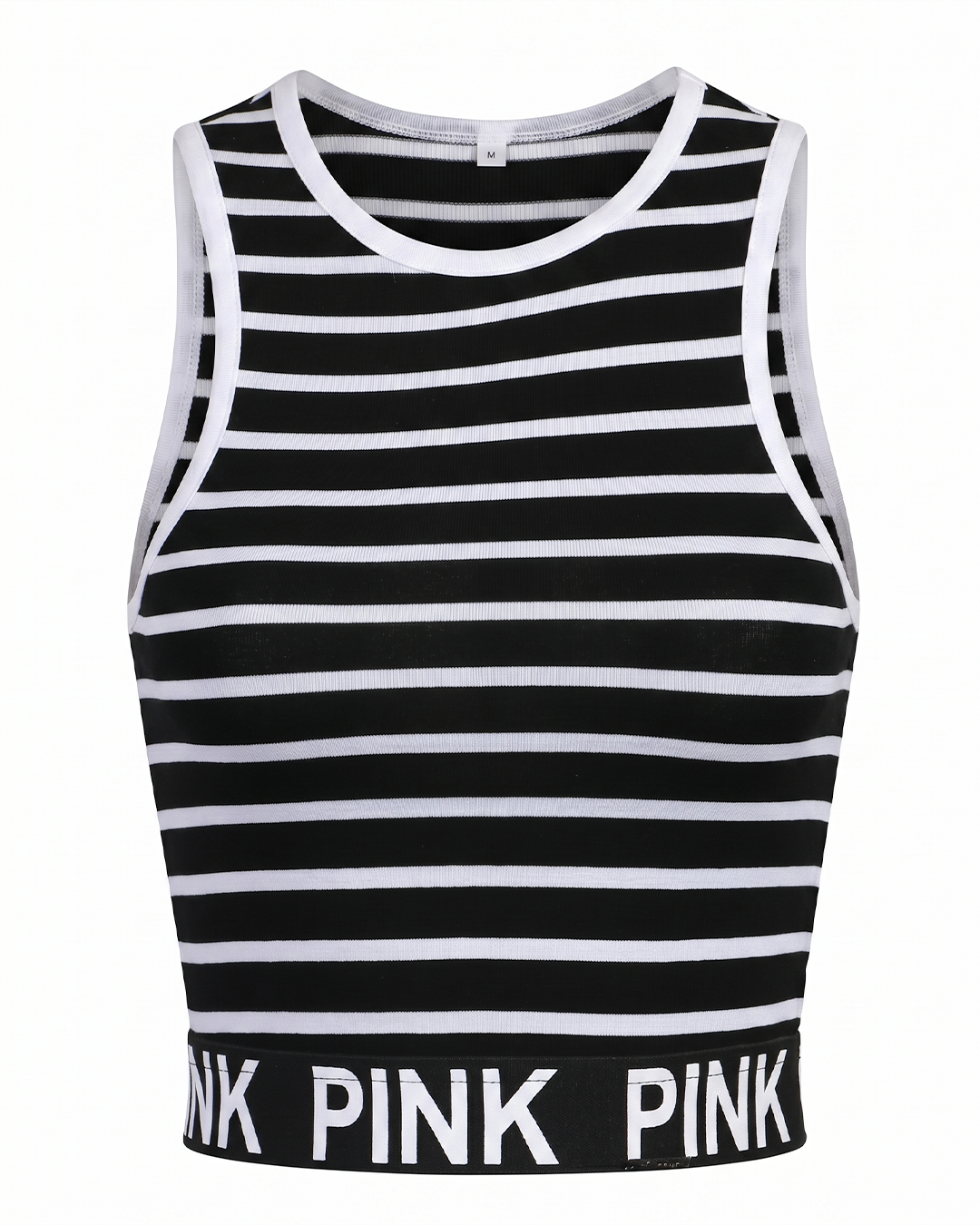 ÇİZGİLİ YAZILI DETAYLI CROP TOP ATLETDedo'çe