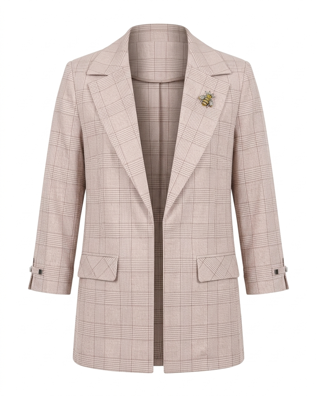 EKOSELİ KARE DESENLİ METAL AKSESUARLI BLAZER CEKETDedo'çe
