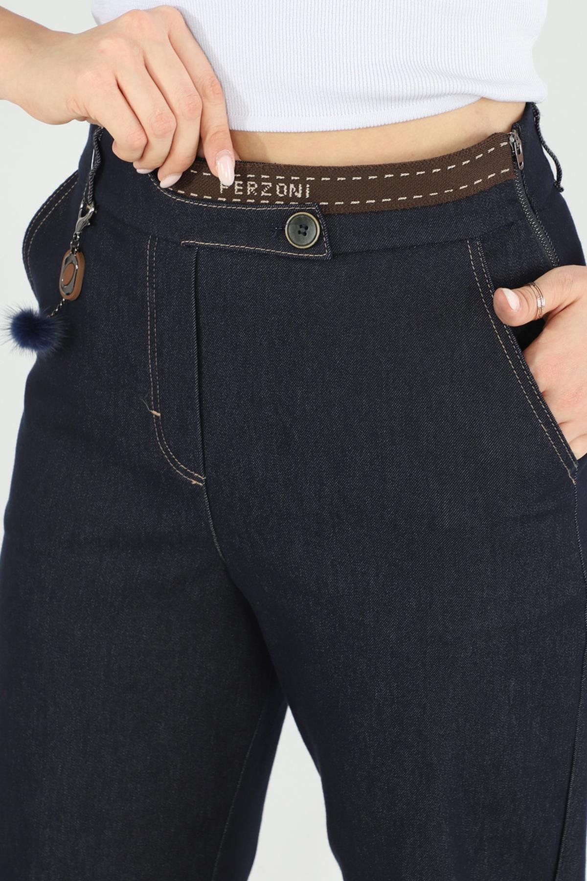 Günlük Beli Lastikli Kot PantolonPerzoni