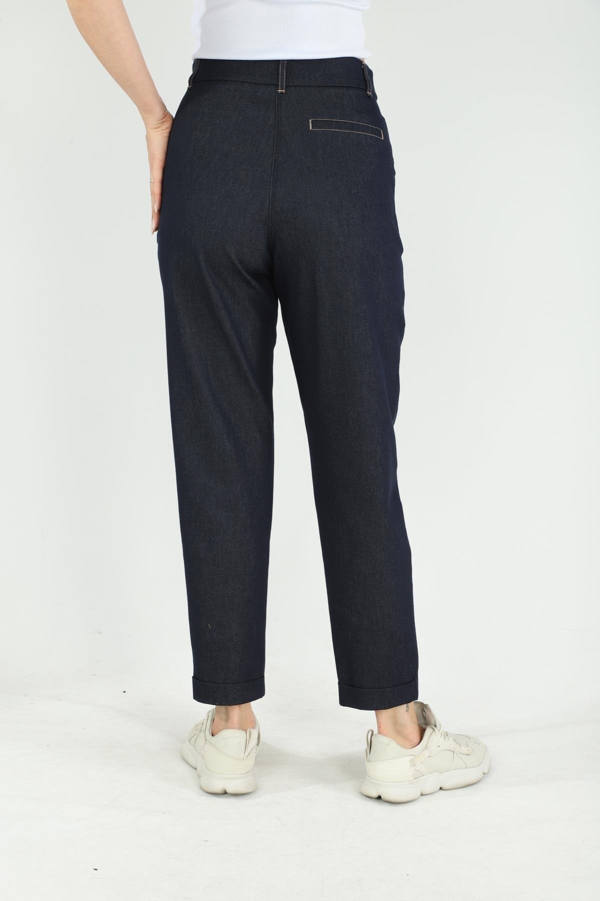Günlük Beli Lastikli Kot PantolonPerzoni