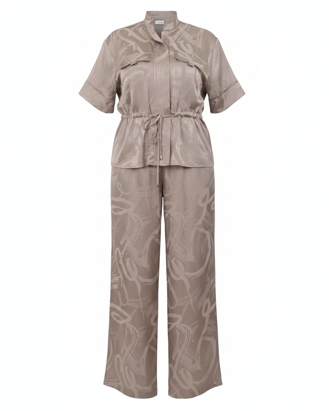 LOUNGEWEAR SERİSİ - VİZON SATEN DESENLİ TAKIMDedo'çe