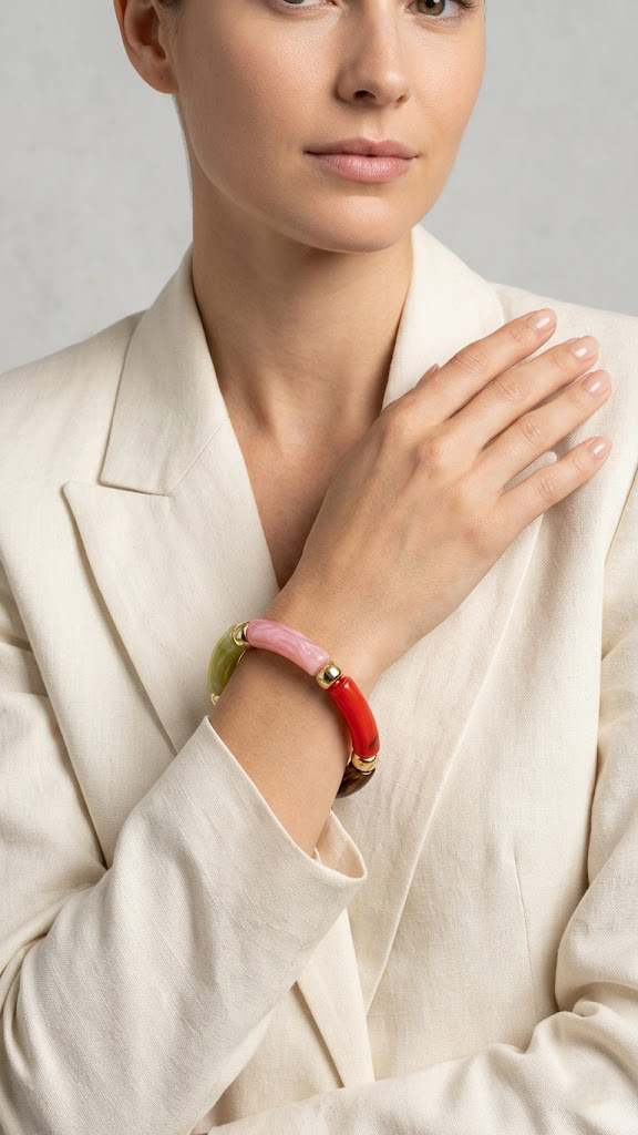 MULTİCOLOR MODERN FORM ELASTİK GOLD BİLEKLİKPerzoni