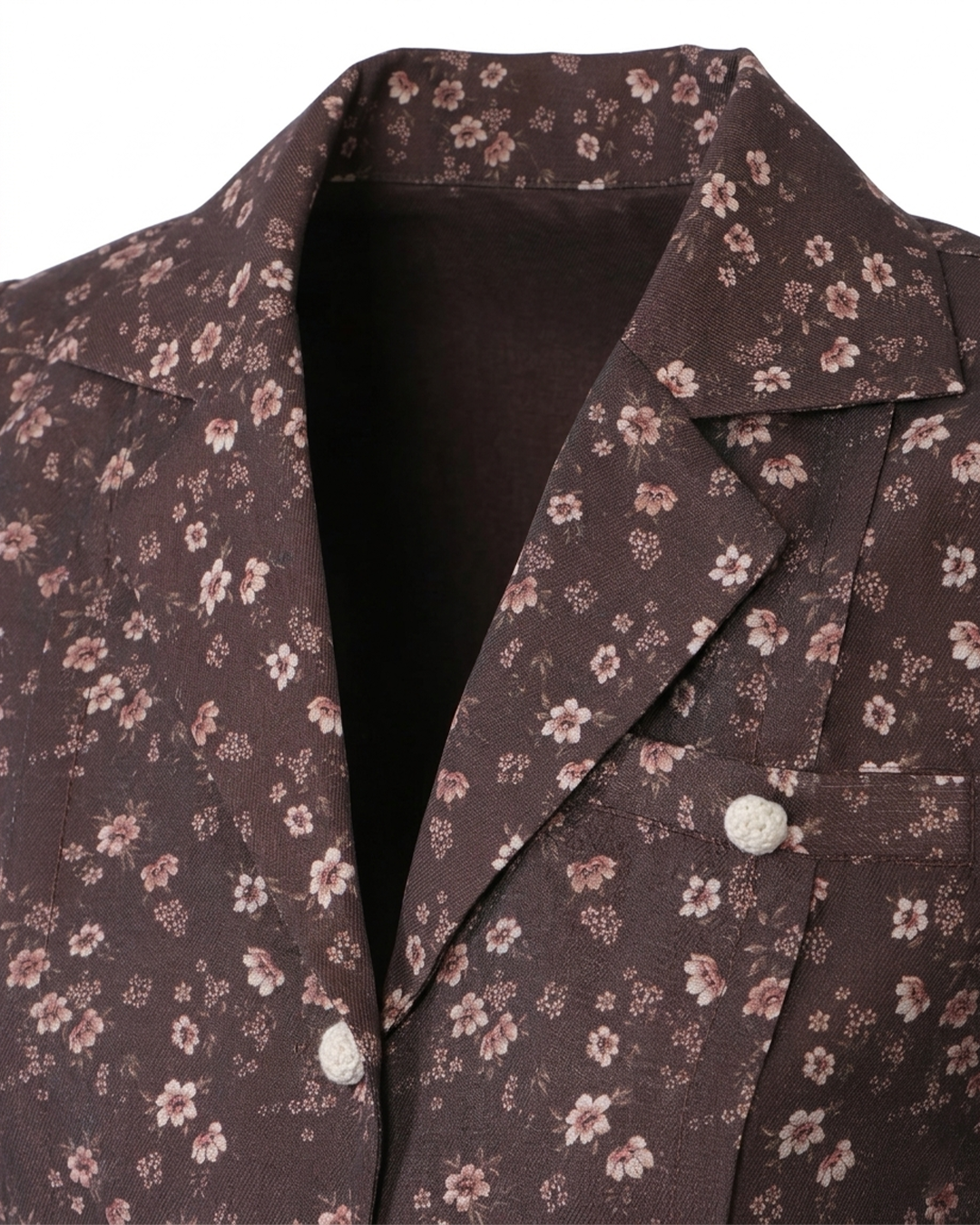 ROMANTİK FLORAL DESENLİ KAHVERENGİ BLUZPerzoni