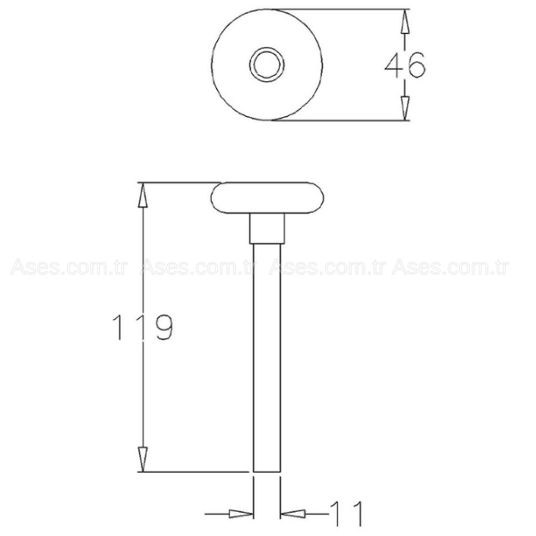 AsesASE.574.60Seksiyonel Kapı Tekerleği Naylon 2x11mm L=119mm