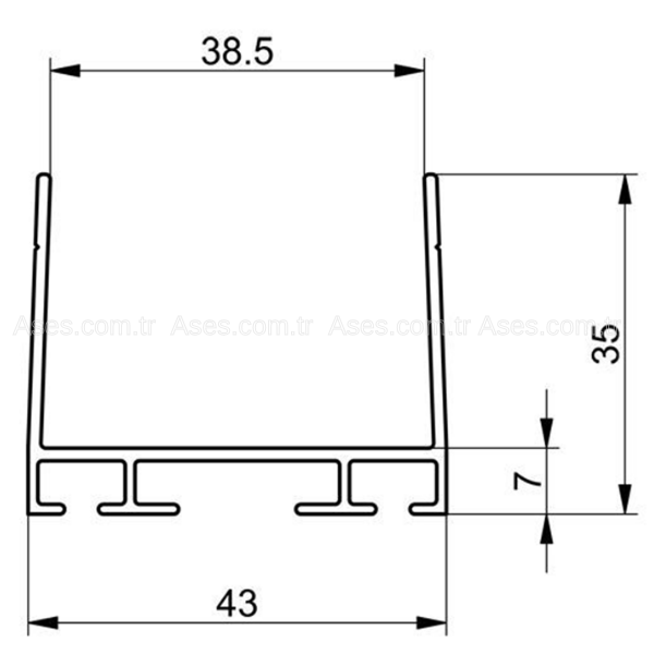 AsesASE.ABZ.2500Alüminyum Baza Profil ALT/ÜST 2500mm