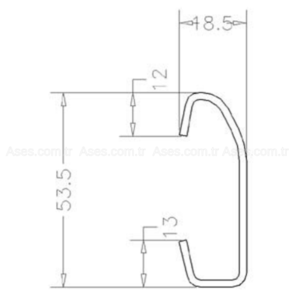 AsesASEND.DR4565C Destek Rayı 2mm Galvanizli (1Mt)