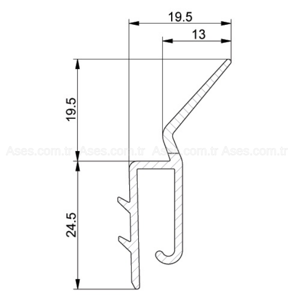 AsesEND-YCPS2525Yan Sızdırmazlık Contası, Sert Pvc, Siyah 2525mm