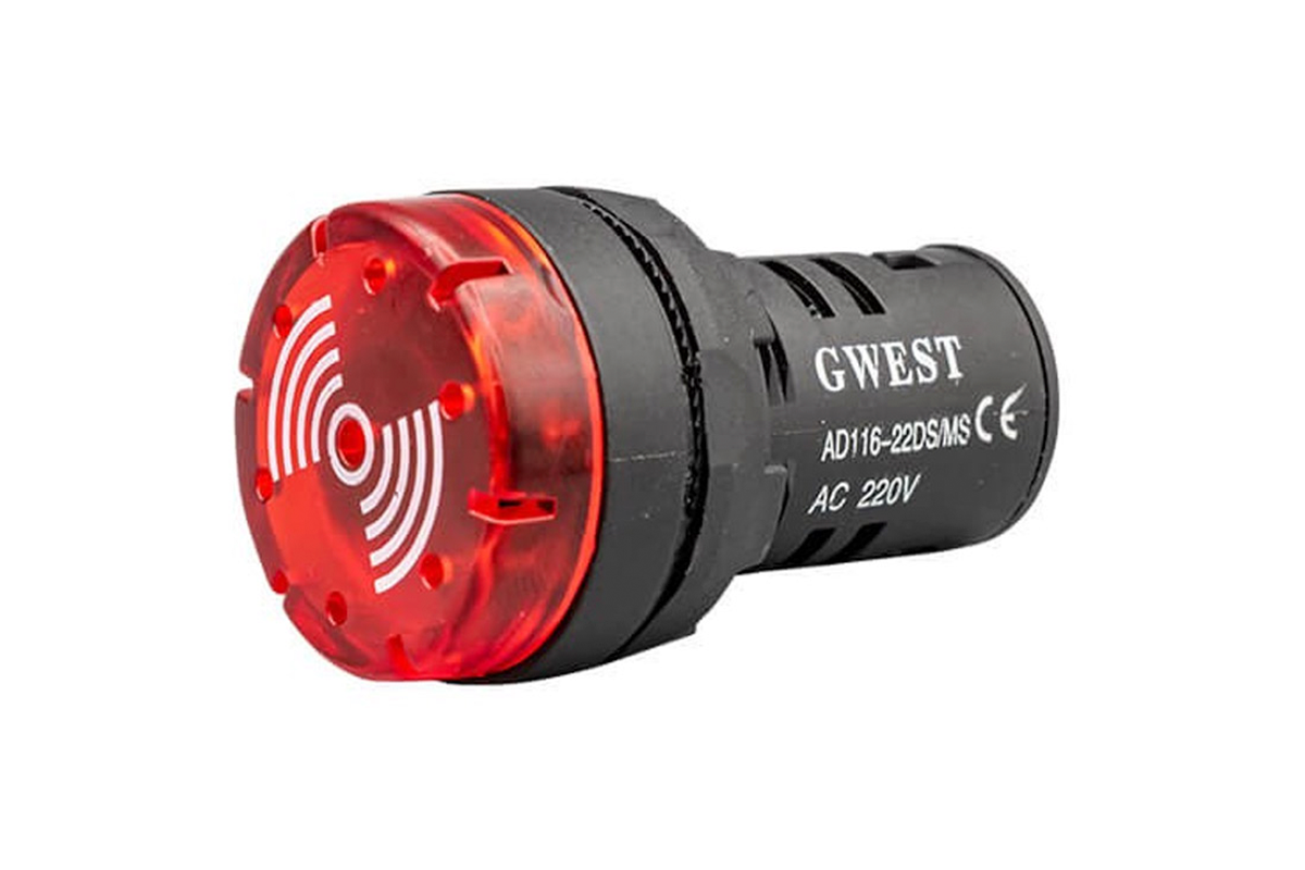 Gwest 22DS-MS 220V 22mm Sesli Led Flaşör İkazlı Buzzer
