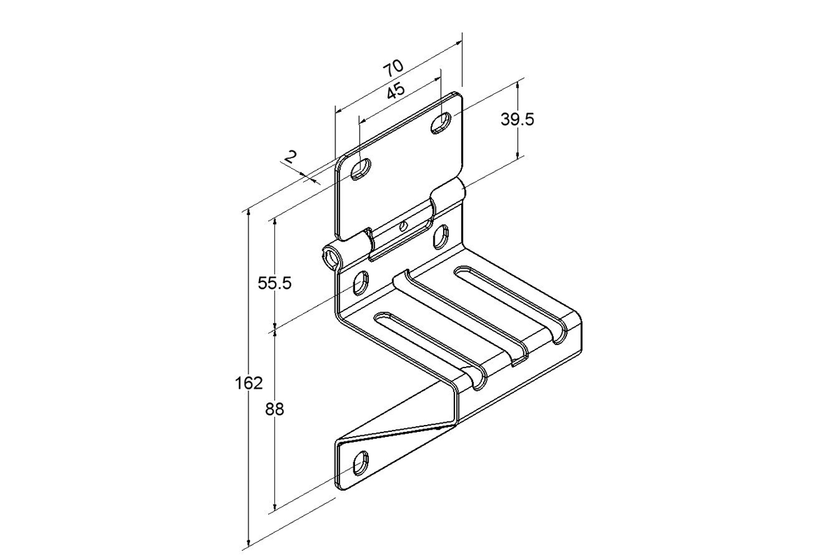 Seksiyonel Yan Menteşe Parmak Sıkıştırma Emniyetli (Büyük yaprak 2 mm)