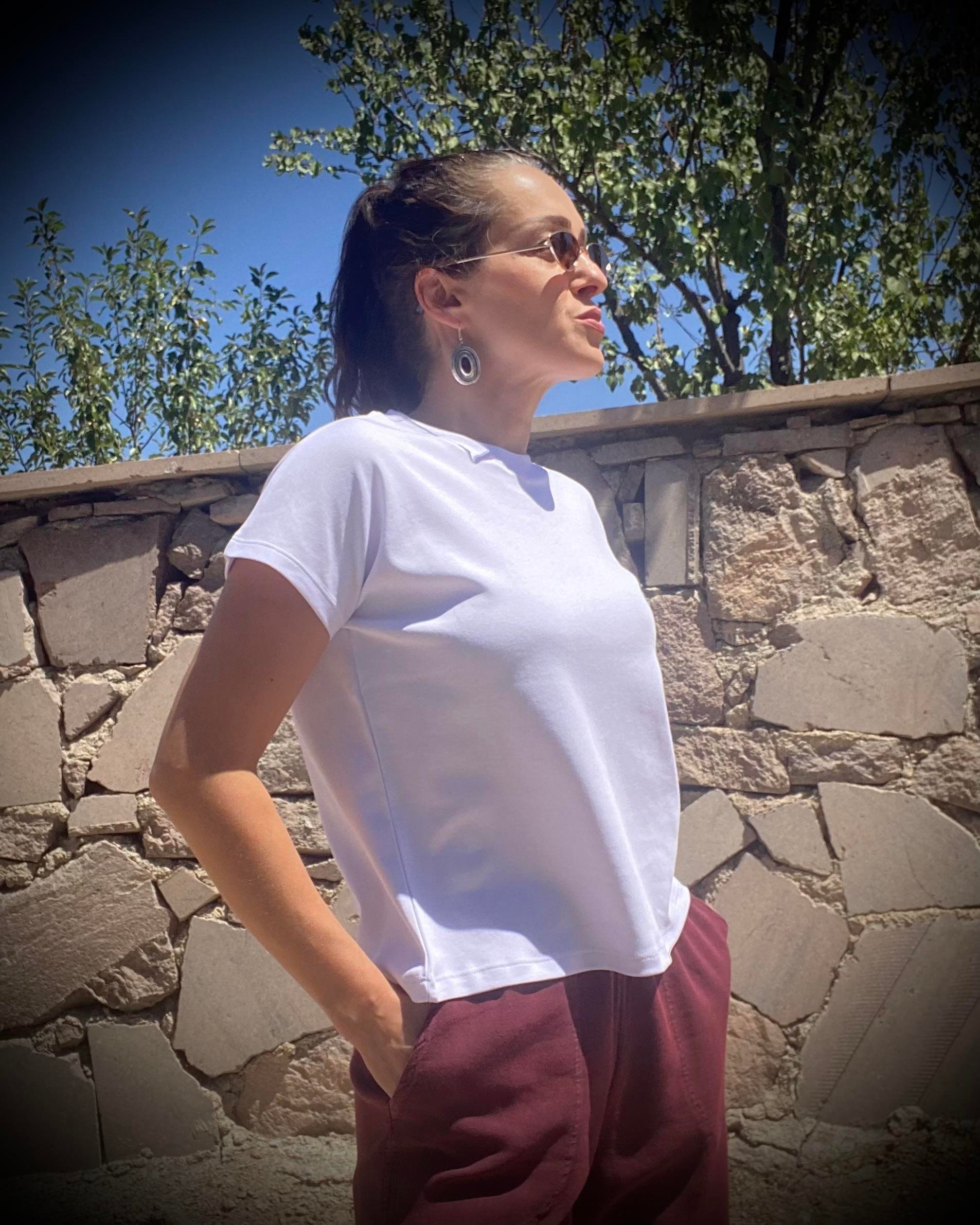 Beyaz Bisiklet Yaka Premium Basic Tişört