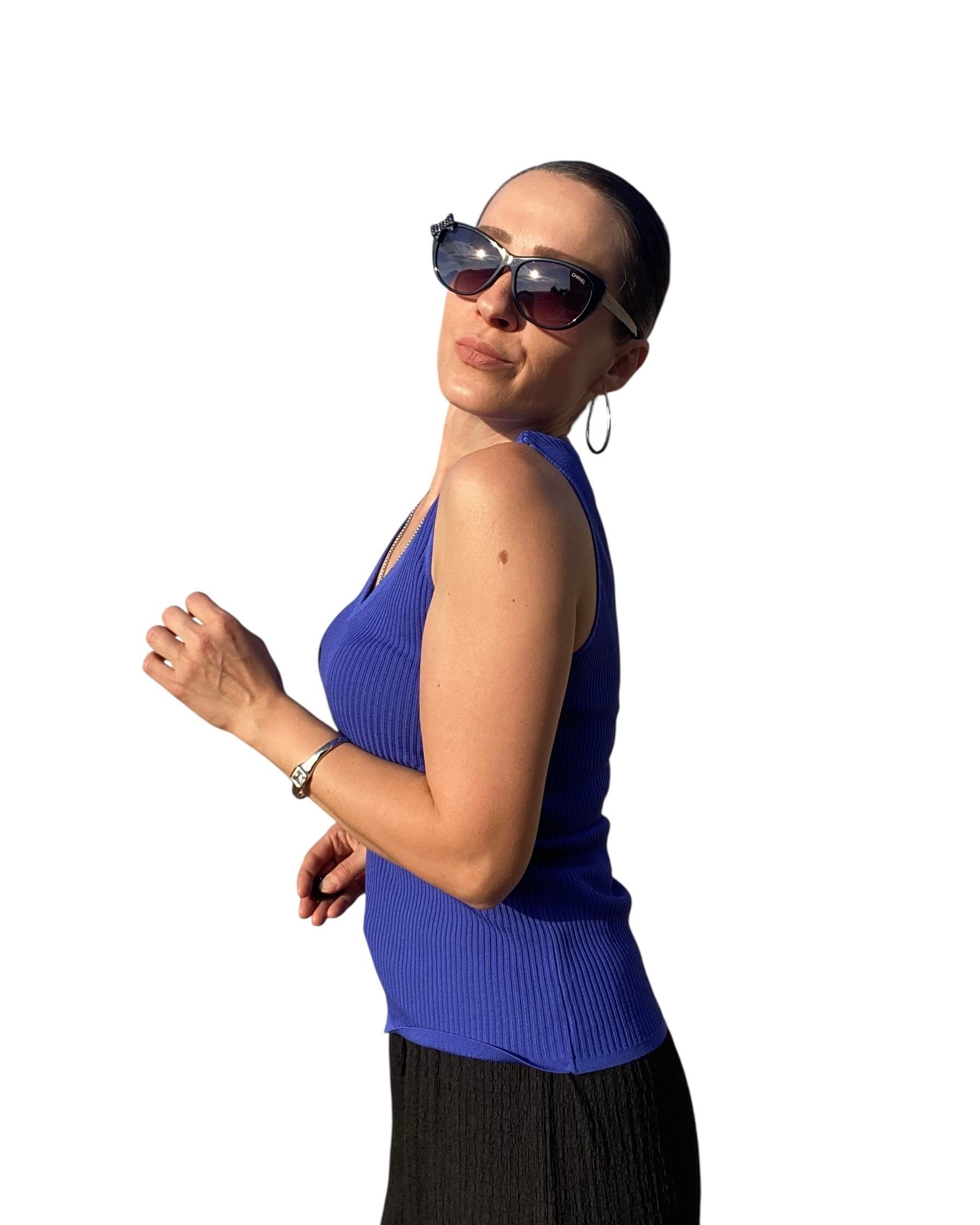 Saks Mavi V Yaka Triko Atlet