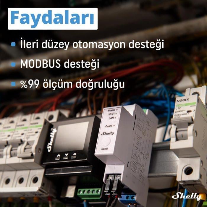 Shelly Pro 3EM 120A 3 Faz Enerji Ölçer