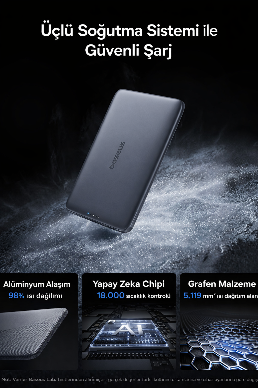 Baseus AM41 Picogo 0.3'' Ultra İnce 5000mAh MagSafe Kablosuz Powerbank, Siyah